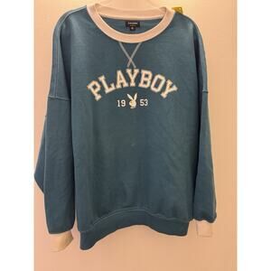 Playboy Pacsun Bunny Logo Teal Blue / White Sweatshirt Size Medium Unisex